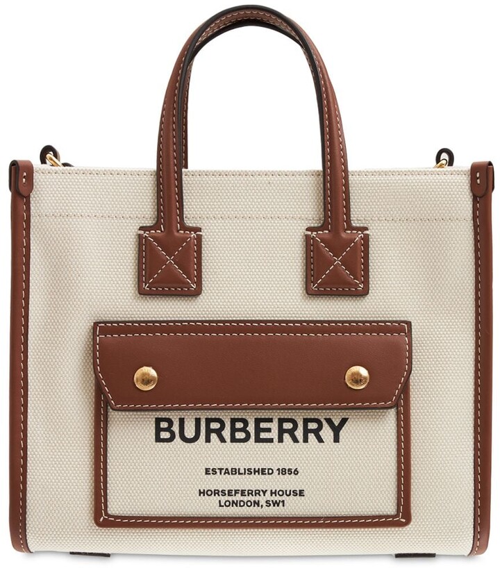  BURBERRY Freya Small Two-tone Canvas And Leather Tote