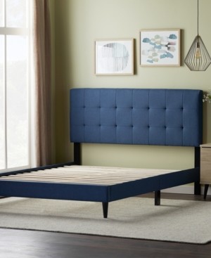 Dream Collection by Lucid Upholstered Platform Bed Frame with Square Tufted Headboard, King