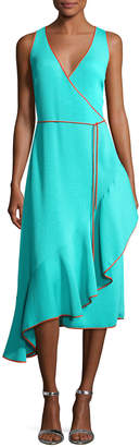 Diane von Furstenberg Sleeveless Asymmetric Ruffle Hem Midi Dress