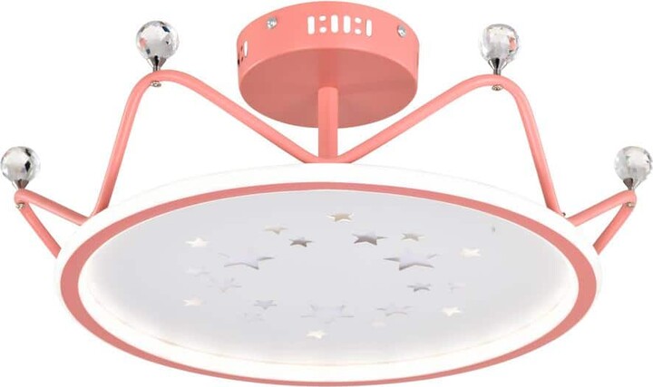 Greenville Signature Sotiras 20.5 in. 1-Light Pink LED Semi-Flush Mount with Star Pattern