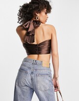 Thumbnail for your product : UNIQUE21 co-rd satin halter top in brown
