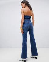 Thumbnail for your product : Miss Sixty crop flare strapless denim jumpsuit