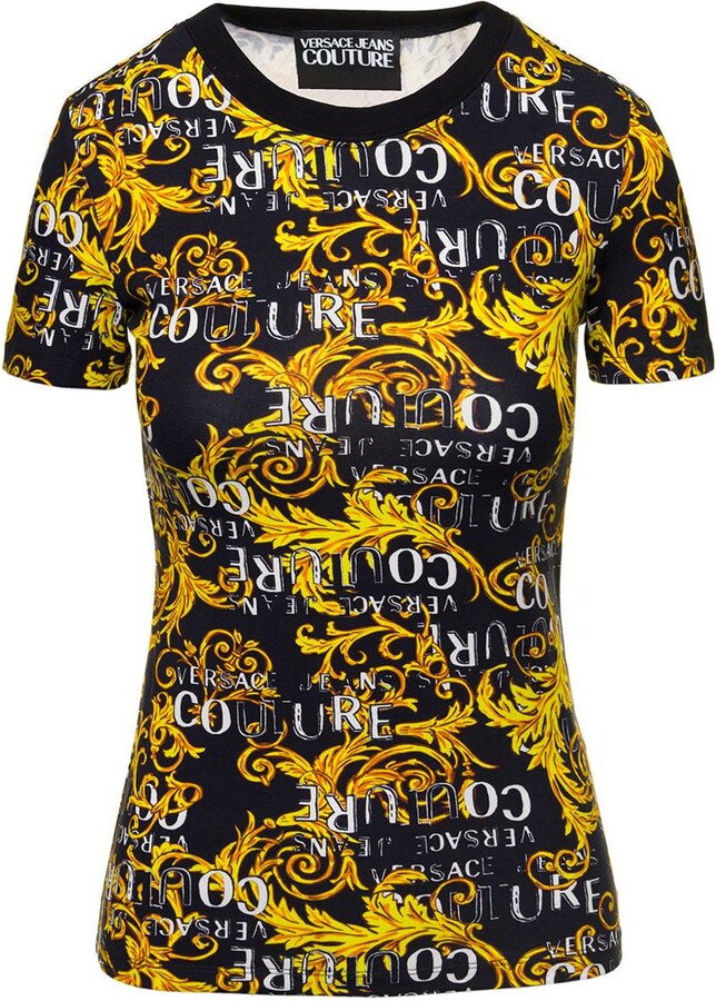 Printed Cotton T Shirt in Multicoloured - Versace