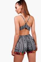 Thumbnail for your product : boohoo Petite Embroidered Bralet And Short Co-ord