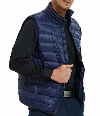 Blyent Men Comfortable Thin Lightweight Puffer Sleeveless Zipper Jacket Down Vest
