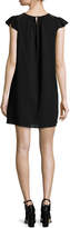 Thumbnail for your product : Rebecca Taylor Ruffle-Sleeve Crochet-Inset Shift Dress, Black