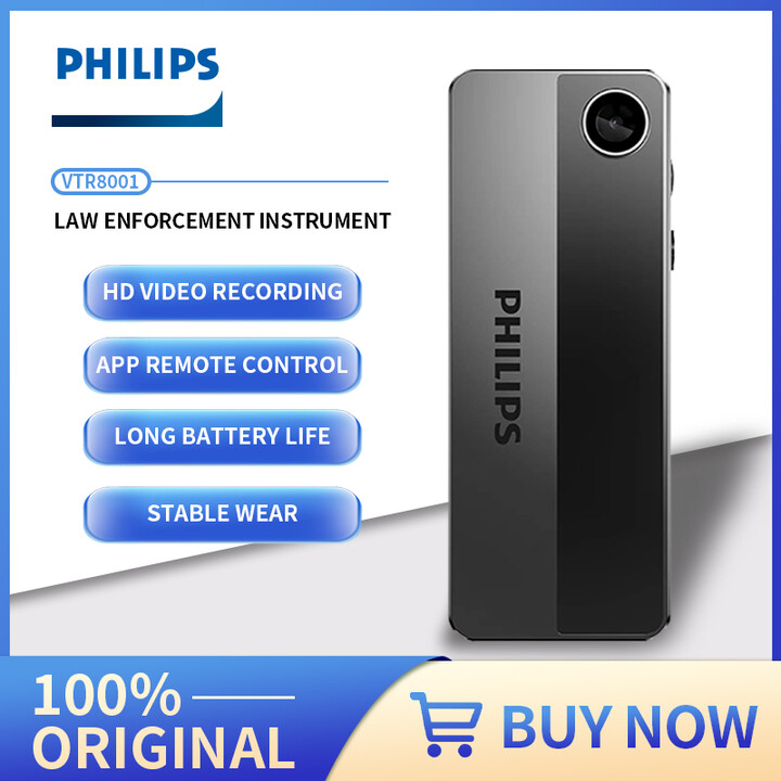 Philips 100% Original VTR8001 Body Camcorder 128GB Memory 9.5h Long Battery Life for for Police, Security & Business Use