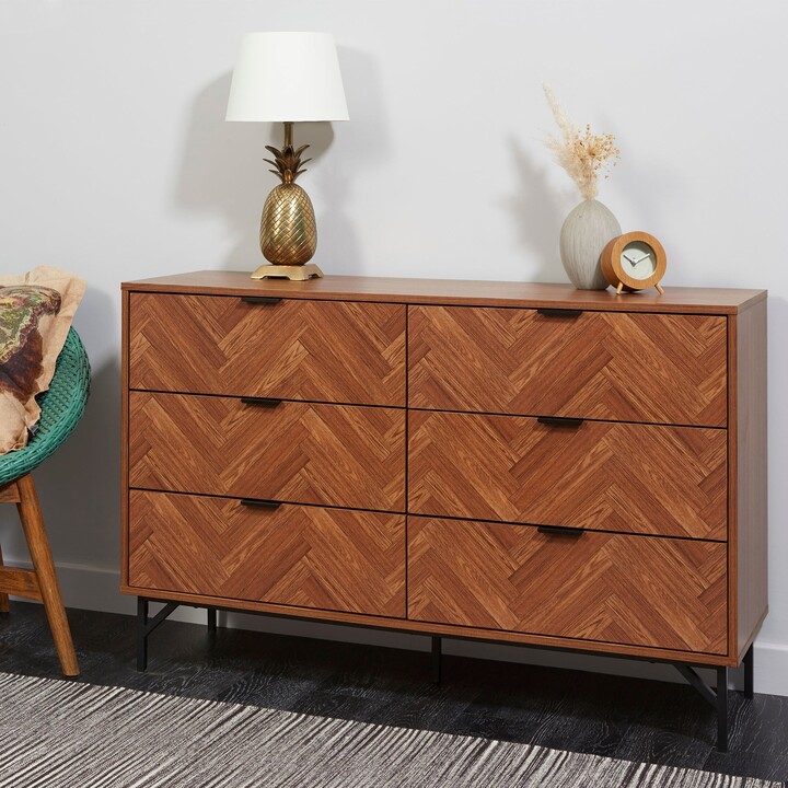 Dunelm Rowe 6 Drawer Chest Dark Wood (Brown) ShopStyle