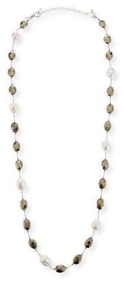Margo Morrison Pearl & Pyrite Long Necklace