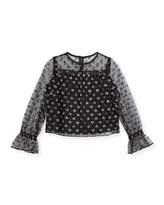 Thumbnail for your product : Milly Leila Metallic Hearts Tulle Blouse, Size 8-16
