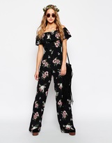 Thumbnail for your product : ASOS TALL Exclusive Boho Floral Off Shoulder Jumpsuit