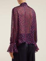 Thumbnail for your product : Saloni Lauren Devore Silk Blend Blouse - Womens - Navy Multi