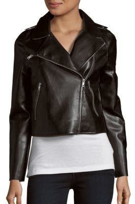 Saks Fifth Avenue RED Faux Leather Moto Jacket
