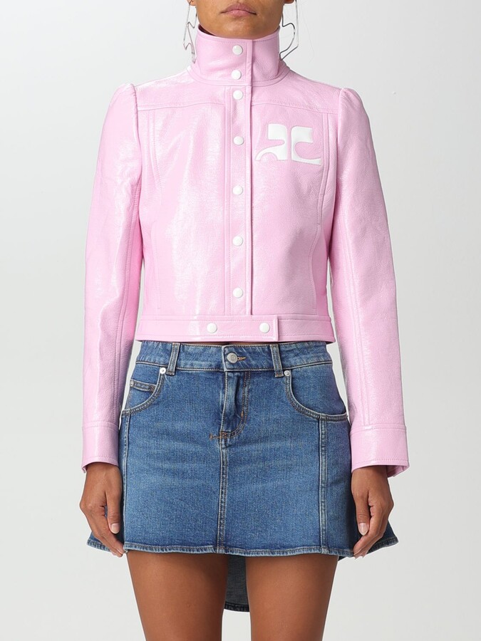 ジャケット COURREGES Women Outer 125CBL255PL0178 6017 PINK Courreges 21 Vintage Logo 100% Cotton Pink Biker Jacket