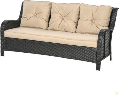 Latitude Run Patio CouchRattan Three-Seat Sofa
