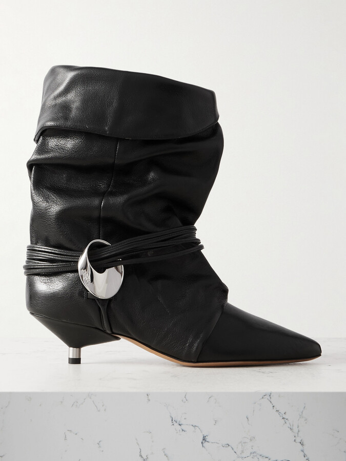 Isabel Marant Embellished Leather Ankle Boots - Black