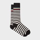 Thumbnail for your product : Paul Smith Men's Multi-Stripe Trim Black And White Stripe Socks
