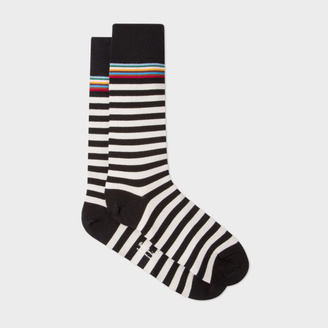 Paul Smith Men's Multi-Stripe Trim Black And White Stripe Socks