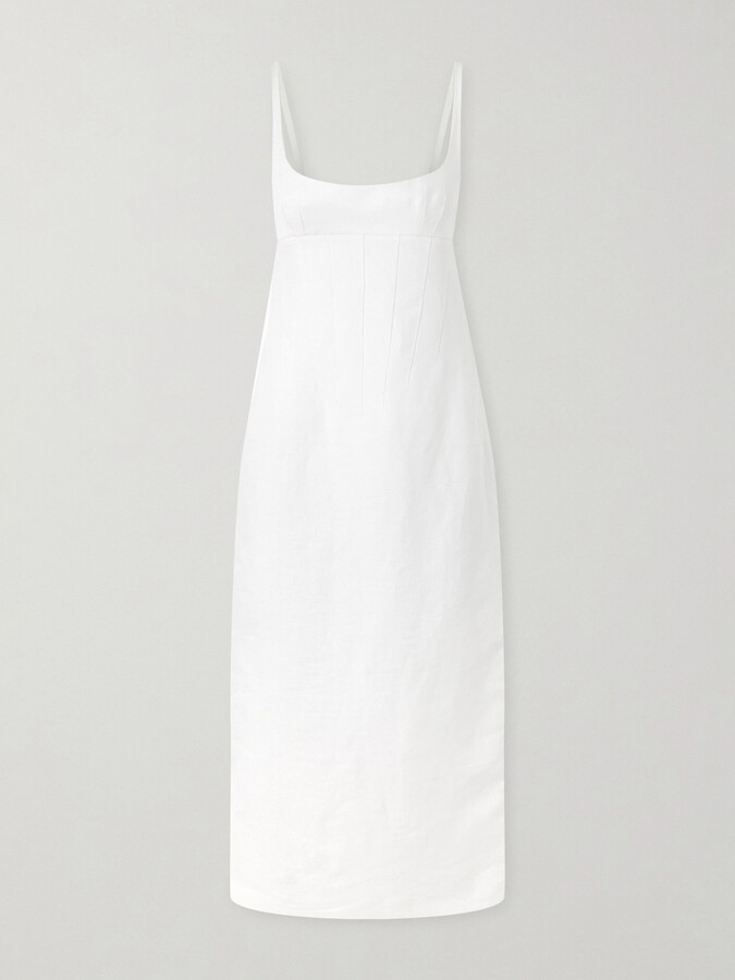 KHAITE Lotte Linen Midi Dress - Cream