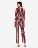 Thumbnail for your product : Express Striped Sash Tie Waist Surplice Jumpsuit