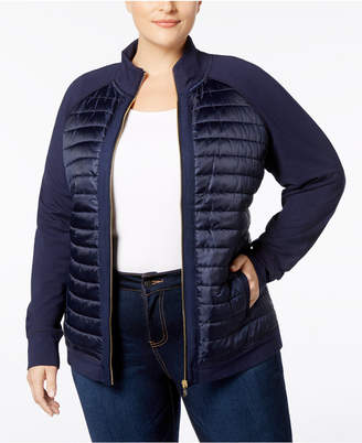 Charter Club Plus Size Quilted-Front Knit Jacket, Created for Macy's