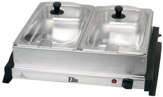 Elite Gourmet Dual Tray Buffet Server in Stainless Steel
