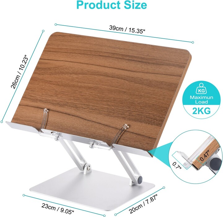 Unique Bargains Metal Book Stand for Desk, Height Adjustable Book Holder  with Page Clips Brown - Wood Color - ShopStyle Home Office