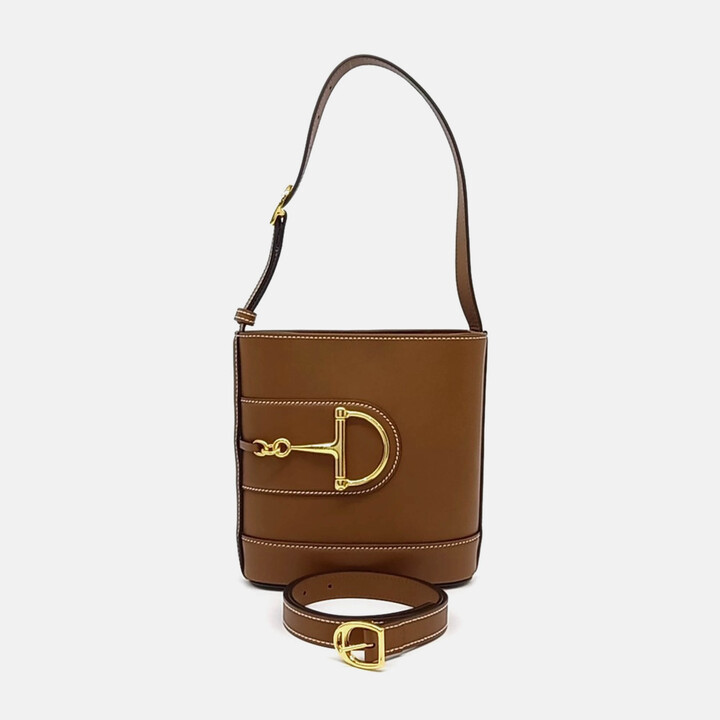 Gucci Brown Leather 73 Small Bucket Bag
