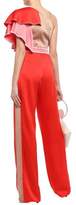 Thumbnail for your product : Peter Pilotto Color-block Satin-paneled Tasseled Crepe Jumpsuit