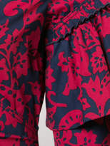 Thumbnail for your product : Oscar de la Renta ruffle sleeve brocade print dress