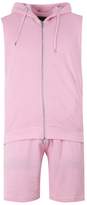Thumbnail for your product : boohoo Sleeveless Hooded Pique Short Tracksuit