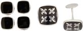 Thumbnail for your product : Barneys New York Sterling SIlver & Black Enamel Square Cufflink and St