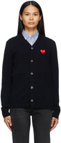 Thumbnail for your product : Comme des Garçons PLAY Play Navy Wool Heart Patch V-Neck Cardigan