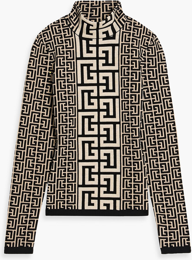 Balmain Jacquard-knit wool-blend turtleneck sweater