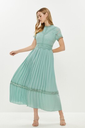 Lace Bodice Pleat Skirt Maxi Dress - ShopStyle