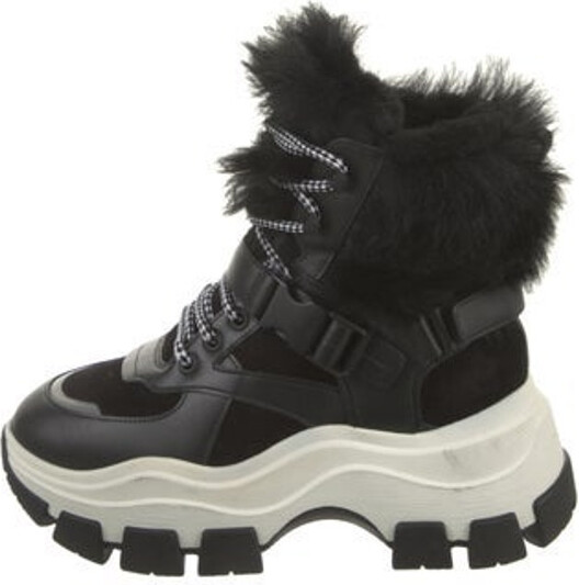 Prada Leather Colorblock Pattern Lace-Up Boots - ShopStyle