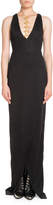 Thumbnail for your product : Balmain Sleeveless Coin-Neck Front-Slit Evening Gown