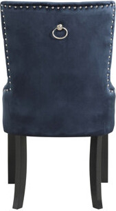 Latitude Run Velvet Upholstered Side Chair With Nailhead Trim, Dark Navy And Black