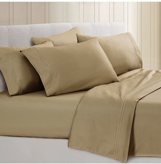 Rich California King Sheets - 6 Piece Set - Oxford/Taupe