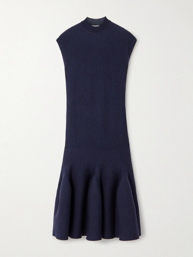 Alaia Pleated Wool-blend Mini Dress - Blue