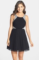 Thumbnail for your product : Way-In Embellished Pleated Skater Dress (Juniors)