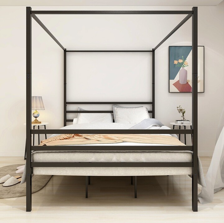 GEROJO Queen / Full / Twin Size Metal Canopy Bed Frame for Bedroom