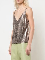 Thumbnail for your product : L'Agence Snakeskin-Effect Plunge-Neck Cami Top