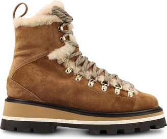Jimmy Choo Chike Shearling-Trimmed Lace-Up Boots