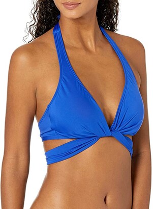 Kenneth Cole Women's Wrap Front Halter Bra Bikini Swimsuit Top