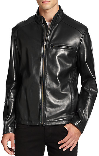 Cole Haan Lambskin Leather Moto Jacket - ShopStyle Clothes and Shoes