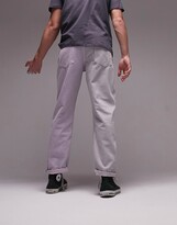 Thumbnail for your product : Topman relaxed spliced acid wash jeans in gray and pink