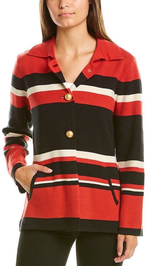 red and white striped jacket