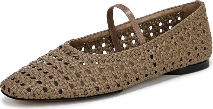 Vince Womens Vivian Ballet Flat Sandshell Weave Leather 9 M