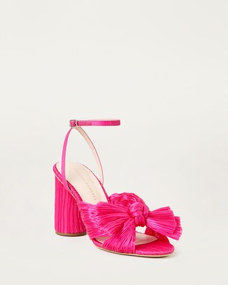 camellia bow heel with ankle strap vegan pearl